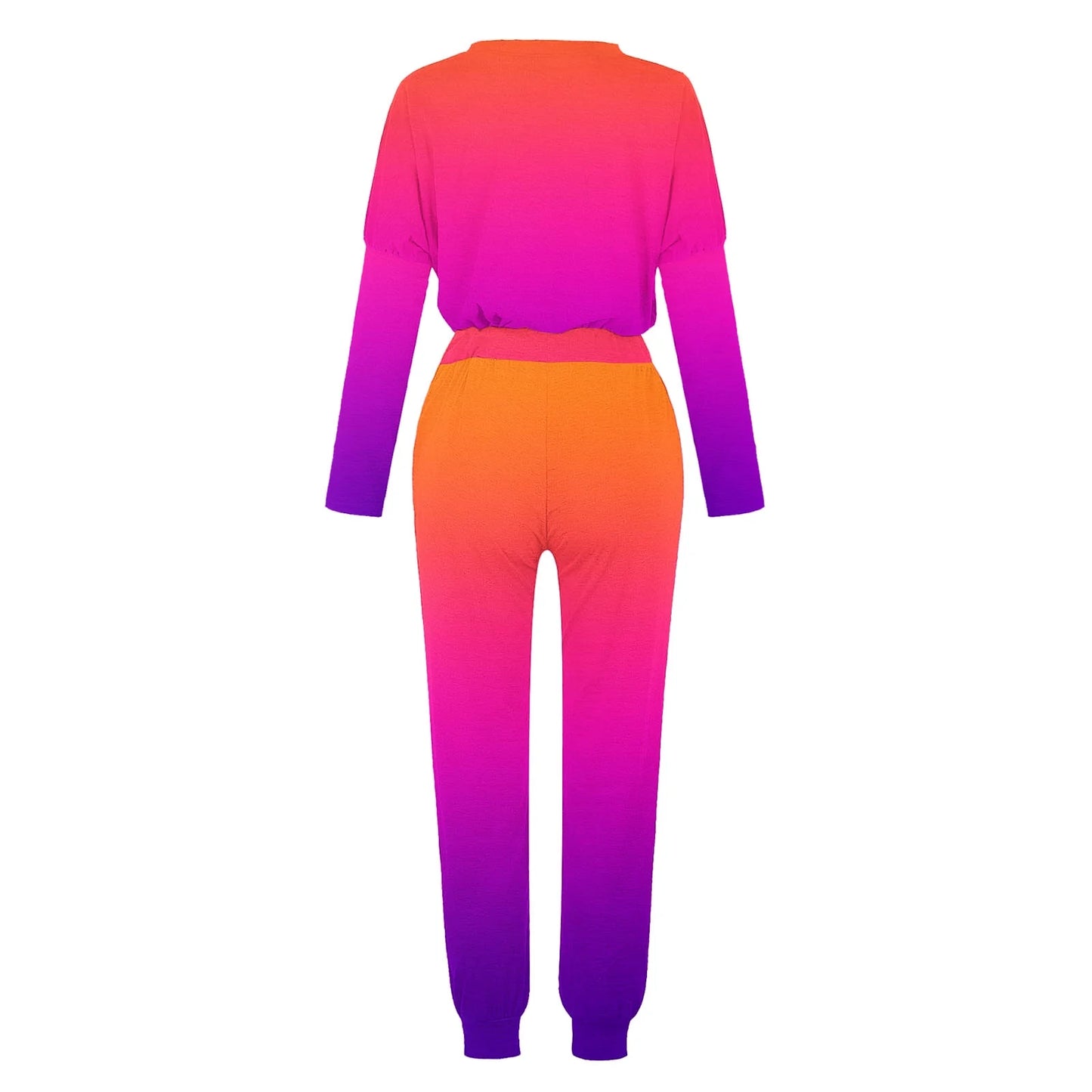 Womens Two Piece Outfits Casual Tracksuits Tie Dye Summer Lounge Sets Sweatsuits with Sweatpants Loungewear Long Sleeve Gradient Printed 2 Pieces Jogger Sets